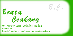 beata csakany business card