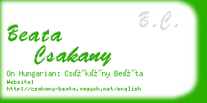 beata csakany business card